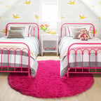 Hot Pink Plush round Circle Rug 5Ft for Girls Bedroom Playroom