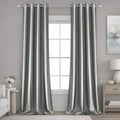 Faux Silk Silver Grey Blackout Curtains 52W X 96L 2 Panels
