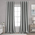 Faux Silk Silver Grey Blackout Curtains 52W X 96L 2 Panels