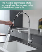 Chrome Kitchen Faucet with Sprayer,Commercial Faucet