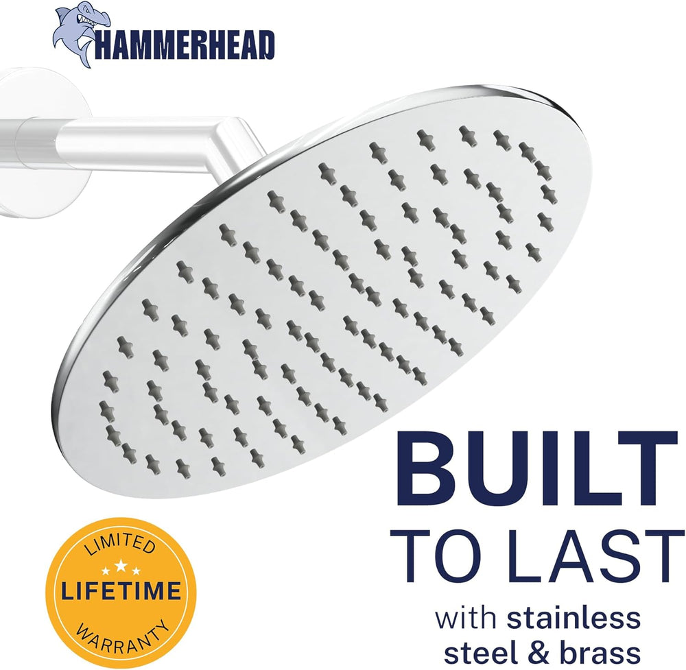 ® Solid Metal 8 Inch Rainfall Shower Head – CHROME - Shower Head Rainfall - 2.5 GPM High Flow Shower Head Optimized for Pressure – Large round Rain Shower Heads