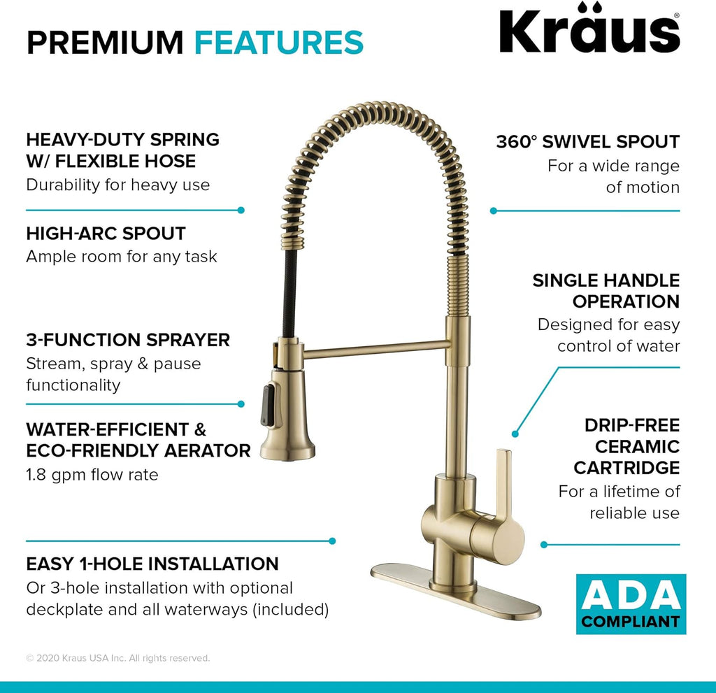 KRAUS Britt Commercial Style Kitchen Faucet in Spot Free Antique Champagne Bronze, KPF-1690SFACB