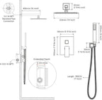 Rain Shower System Sets Faucet:  10 Inch Overhead Rainhead Shower Combo Set with Handheld and Valve-Luxury Modern Mixer Rainfall Brushed Nickel Shower Faucets Sets Complete