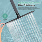 12 Inch Rain Shower Head 304 Stailess Steel Matte Black High Pressure Rainfall Showerhead Water Saving