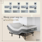 Sven & Son Harmony Adjustable Bed Base, Head and Foot Lift, Massage, Under-Bed Lights, USB, Gel Memory, Zero Gravity Smart Frame - Queen + 10 Inch Memory Foam Matt (Firm)