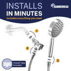 ® Solid Metal Handheld Shower Head with Hose and Brass Holder - CHROME - 2.5 GPM High Pressure Shower Heads with Adjustable Shower Wand Bracket - 6Ft Flexible Extension