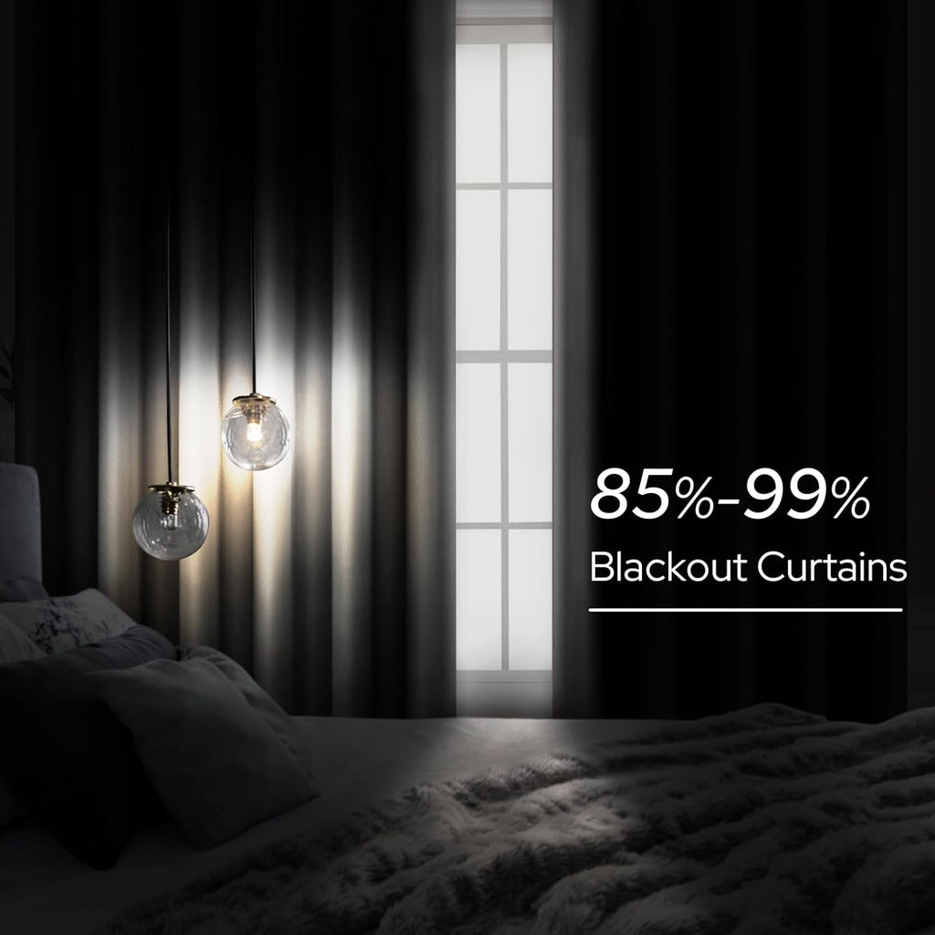 Faux Silk Silver Grey Blackout Curtains 52W X 96L 2 Panels