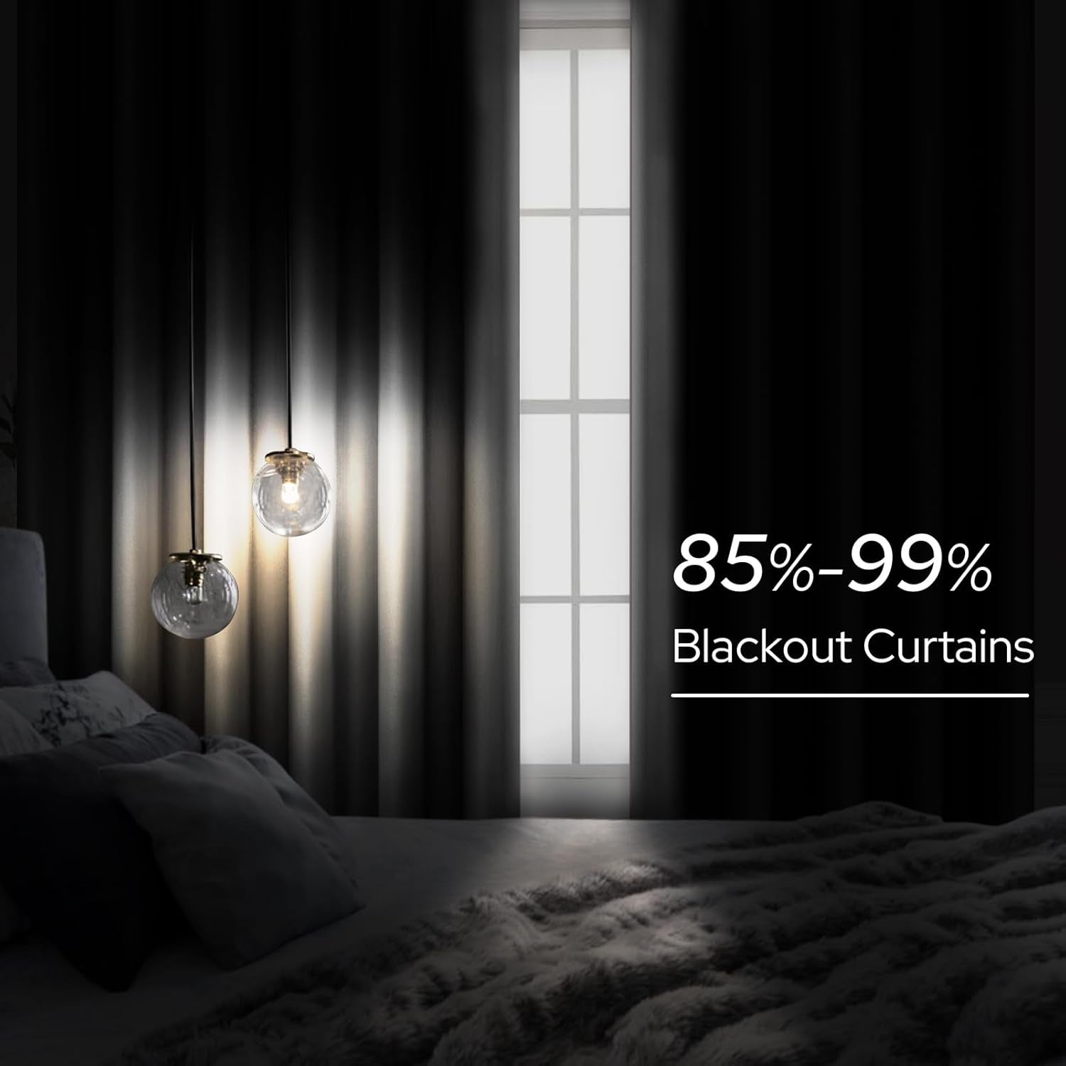 Faux Silk Silver Grey Blackout Curtains 52W X 96L 2 Panels