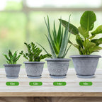 16 Inch Large Planter Pot for Plants Indoor Outdoor, 4 Pack Plastic Flower Pots with Drainage Hole & Tray, Modern Decorative Garden Pot with Saucer, Plant Container for House