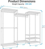 V5 Heavy Duty Clothes Rack, Freestanding Modular Closet System, White