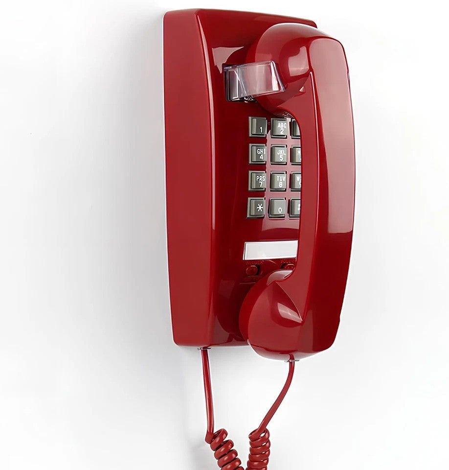 Teléfono retro de montaje en pared con timbre mecánico fuerte teléfonos vintage rojo