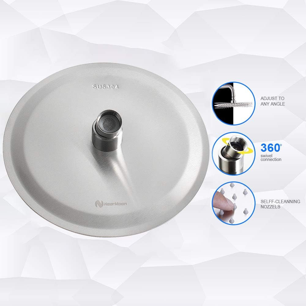 Rain Shower Head, Ultra-Thin Design-Pressure Boosting, Awesome Some Experience, High Flow Stainless Steel Rainfall Head (8 Inch,Brushed Nickel)