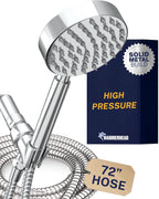 ® Solid Metal Handheld Shower Head with Hose and Brass Holder - CHROME - 2.5 GPM High Pressure Shower Heads with Adjustable Shower Wand Bracket - 6Ft Flexible Extension