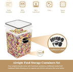 Flour Storage Containers 5.2L, 4 PCS Food Storage Containers, Black