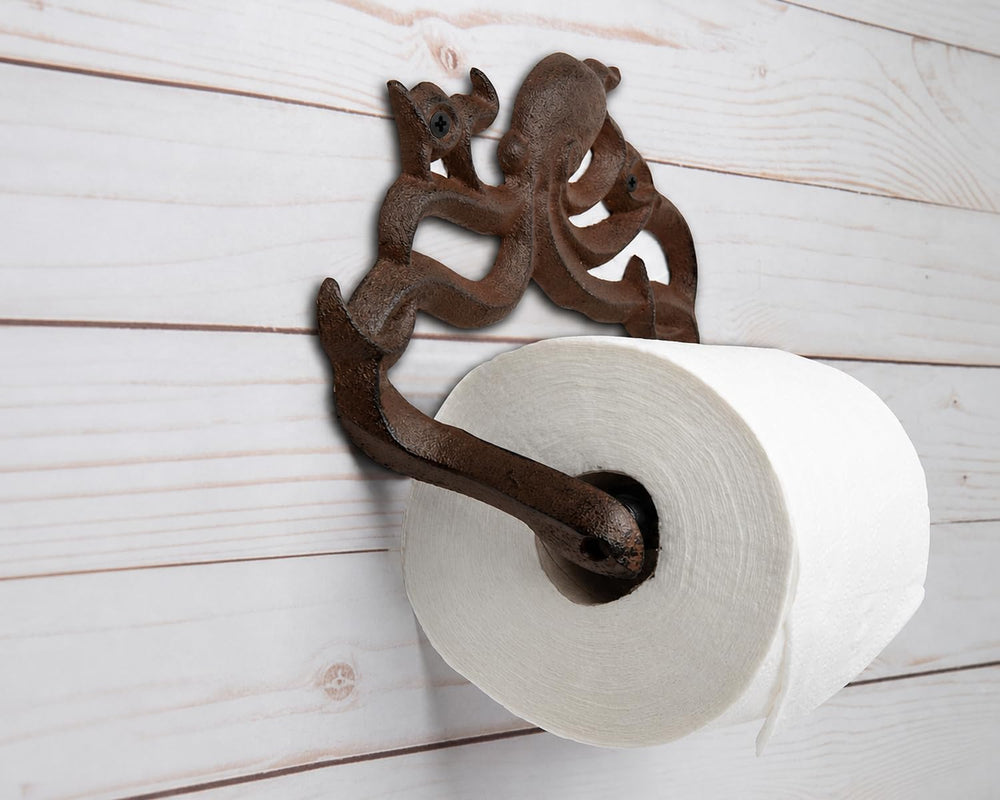 Rust Brown Cast Iron Octopus Toilet Paper Holder – Nautical Cabin