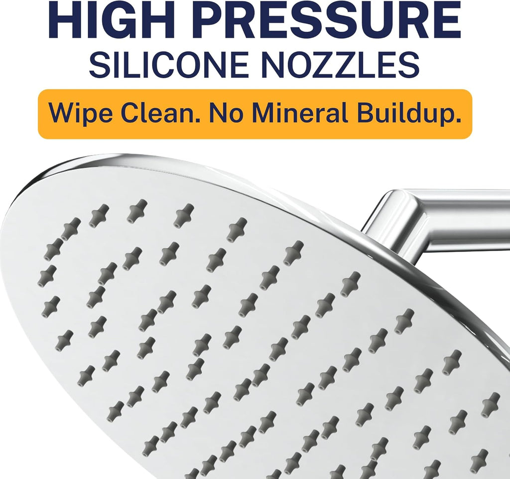 ® Solid Metal 8 Inch Rainfall Shower Head – CHROME - Shower Head Rainfall - 2.5 GPM High Flow Shower Head Optimized for Pressure – Large round Rain Shower Heads