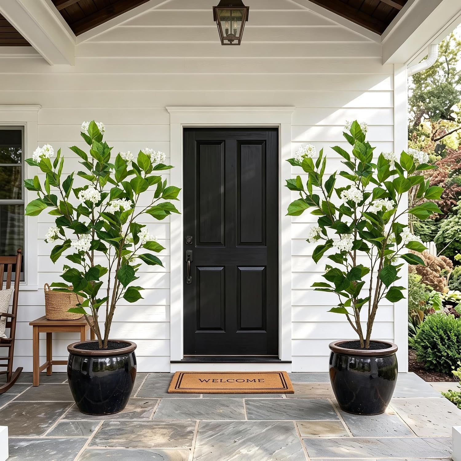 5FT Artificial Hydrangea Tree with White Flowers & Decorative Planter