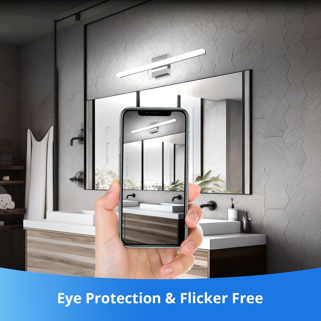 Modern Bathroom Vanity Light Fixtures, Chrome Wall Lamp above Mirror