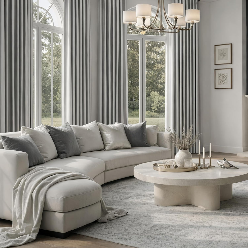 Faux Silk Silver Grey Blackout Curtains 52W X 96L 2 Panels