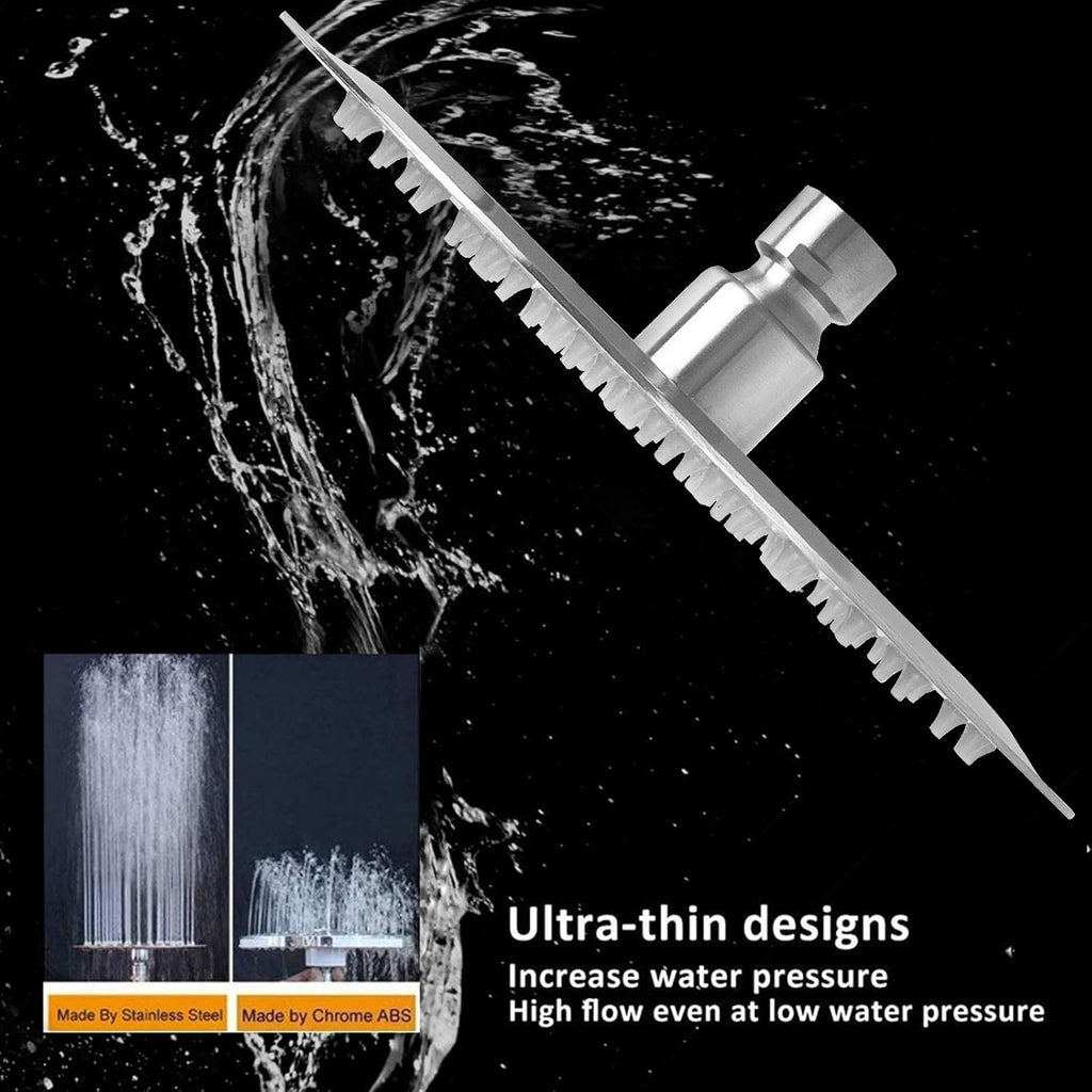 Rain Shower Head, Ultra-Thin Design-Pressure Boosting, Awesome Some Experience, High Flow Stainless Steel Rainfall Head (8 Inch,Brushed Nickel)