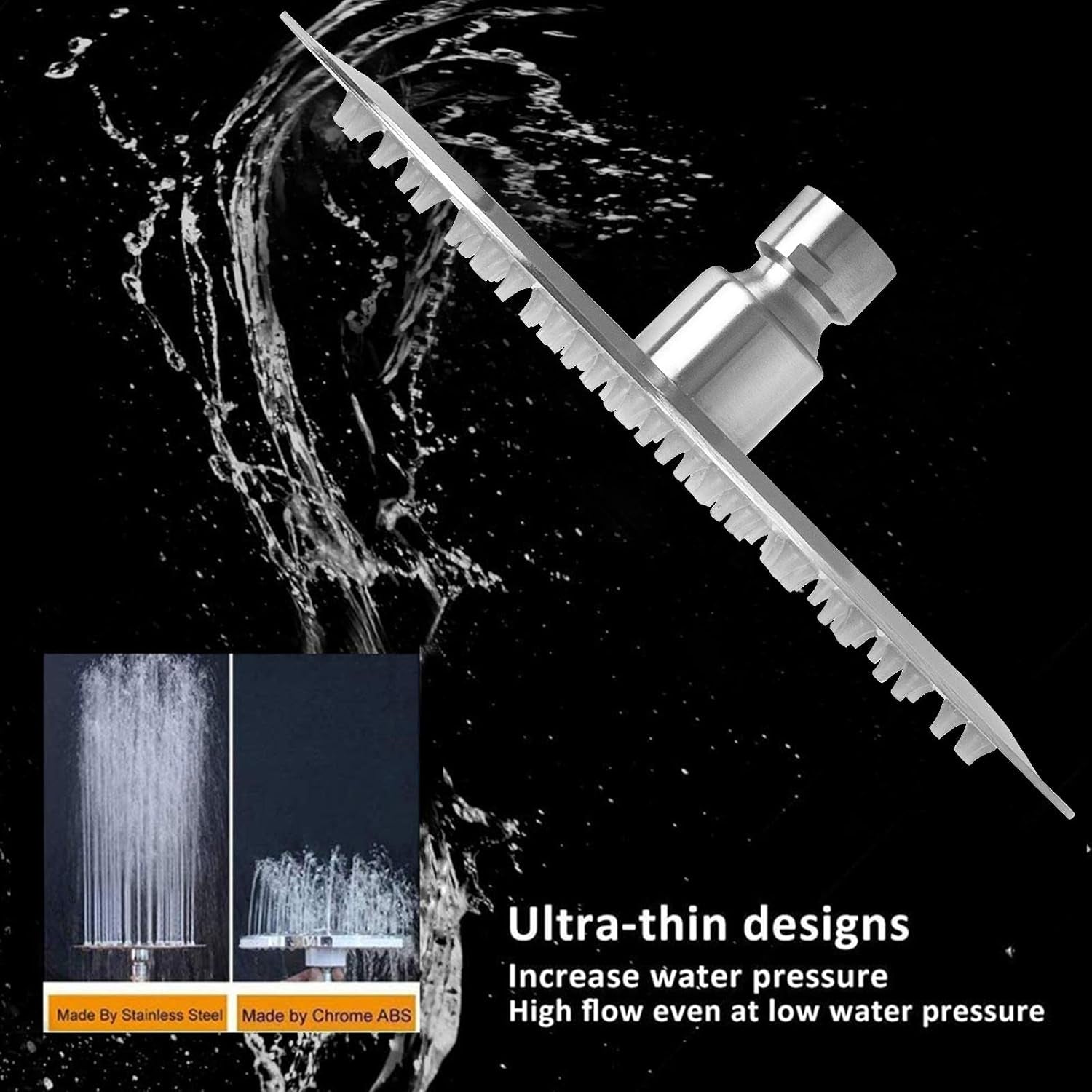 Rain Shower Head, Ultra-Thin Design-Pressure Boosting, Awesome Some Experience, High Flow Stainless Steel Rainfall Head (8 Inch,Brushed Nickel)