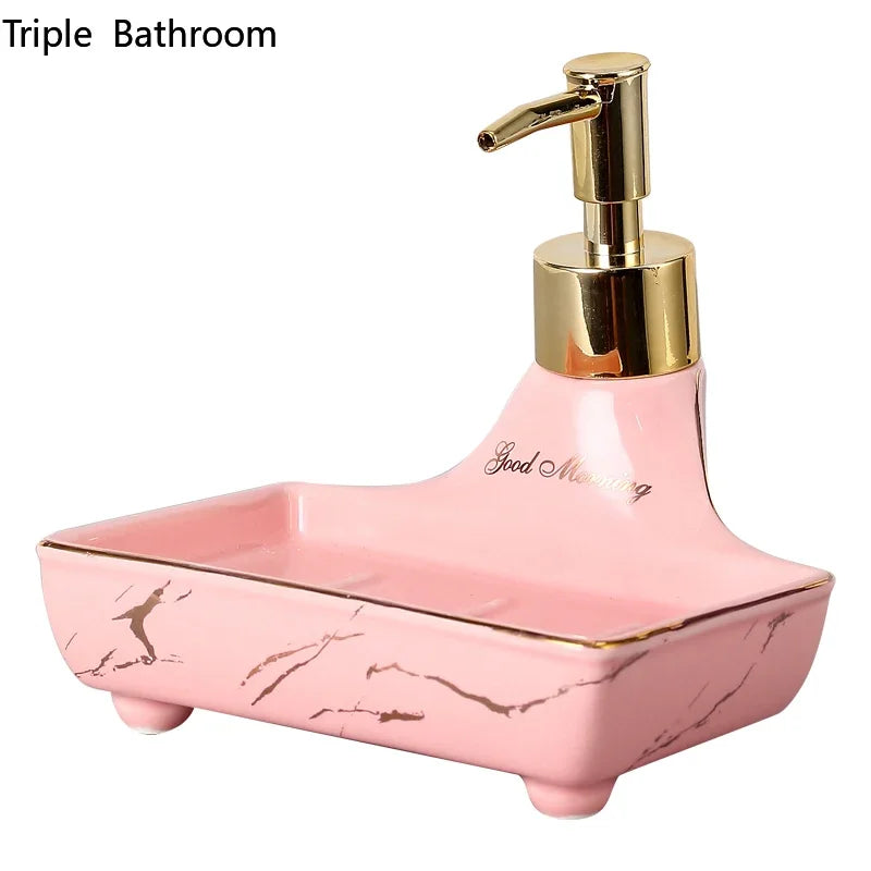 Nordic Liquid Soap Dispenser Ceramic Multifunction Soap Dish Hand Sanitzer Holder Wristband Hand Dispenser Bathroom Accessories