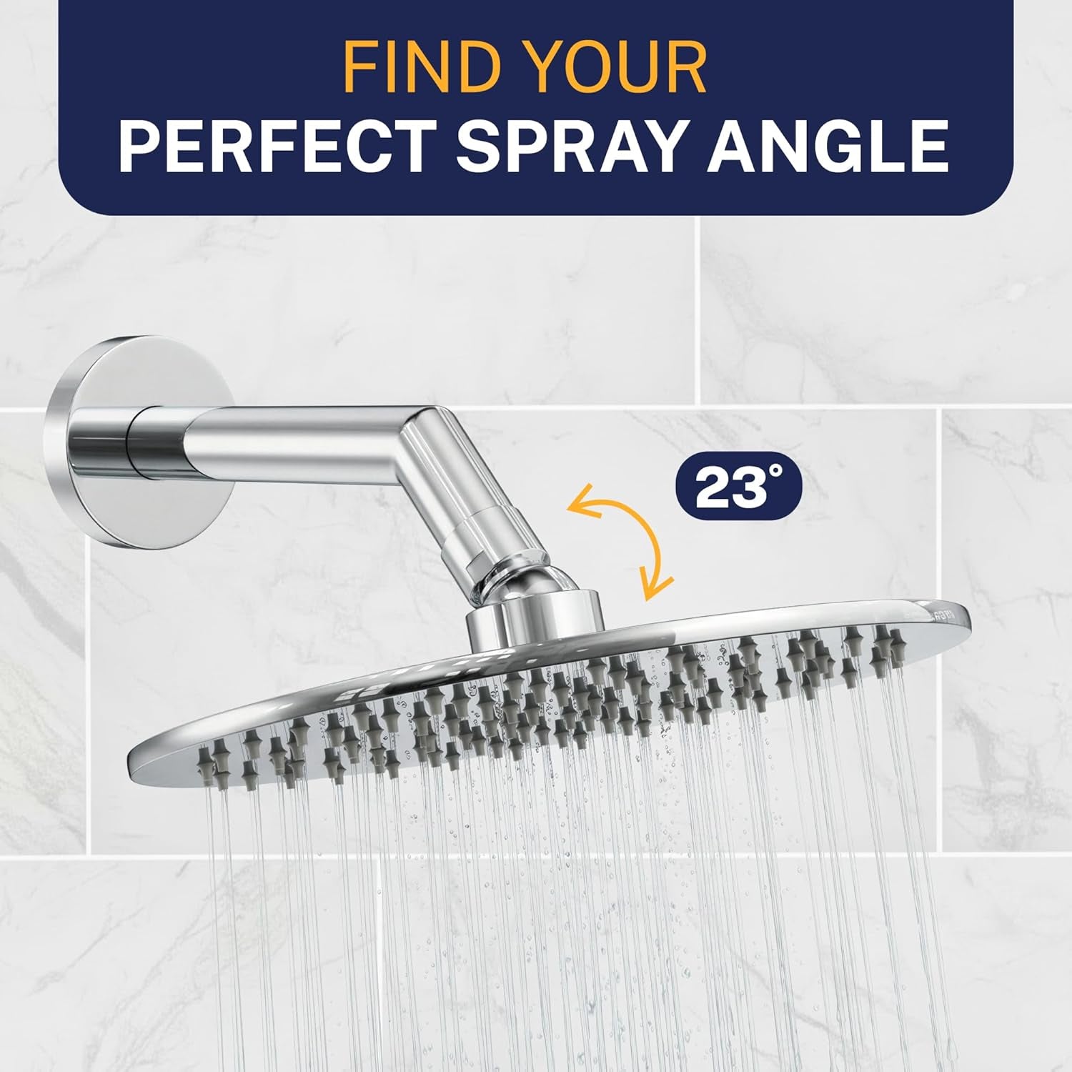 ® Solid Metal 8 Inch Rainfall Shower Head – CHROME - Shower Head Rainfall - 2.5 GPM High Flow Shower Head Optimized for Pressure – Large round Rain Shower Heads