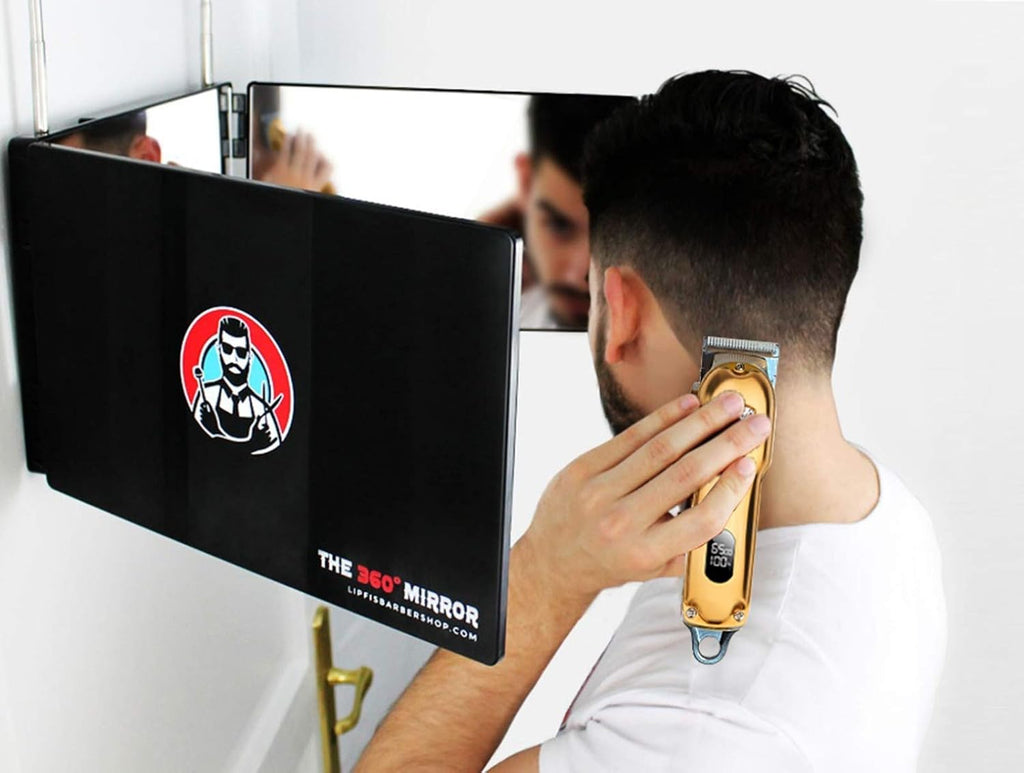 The 360 Mirror Trifold Barber 3 Way Mirror for Self Hair Cutting System