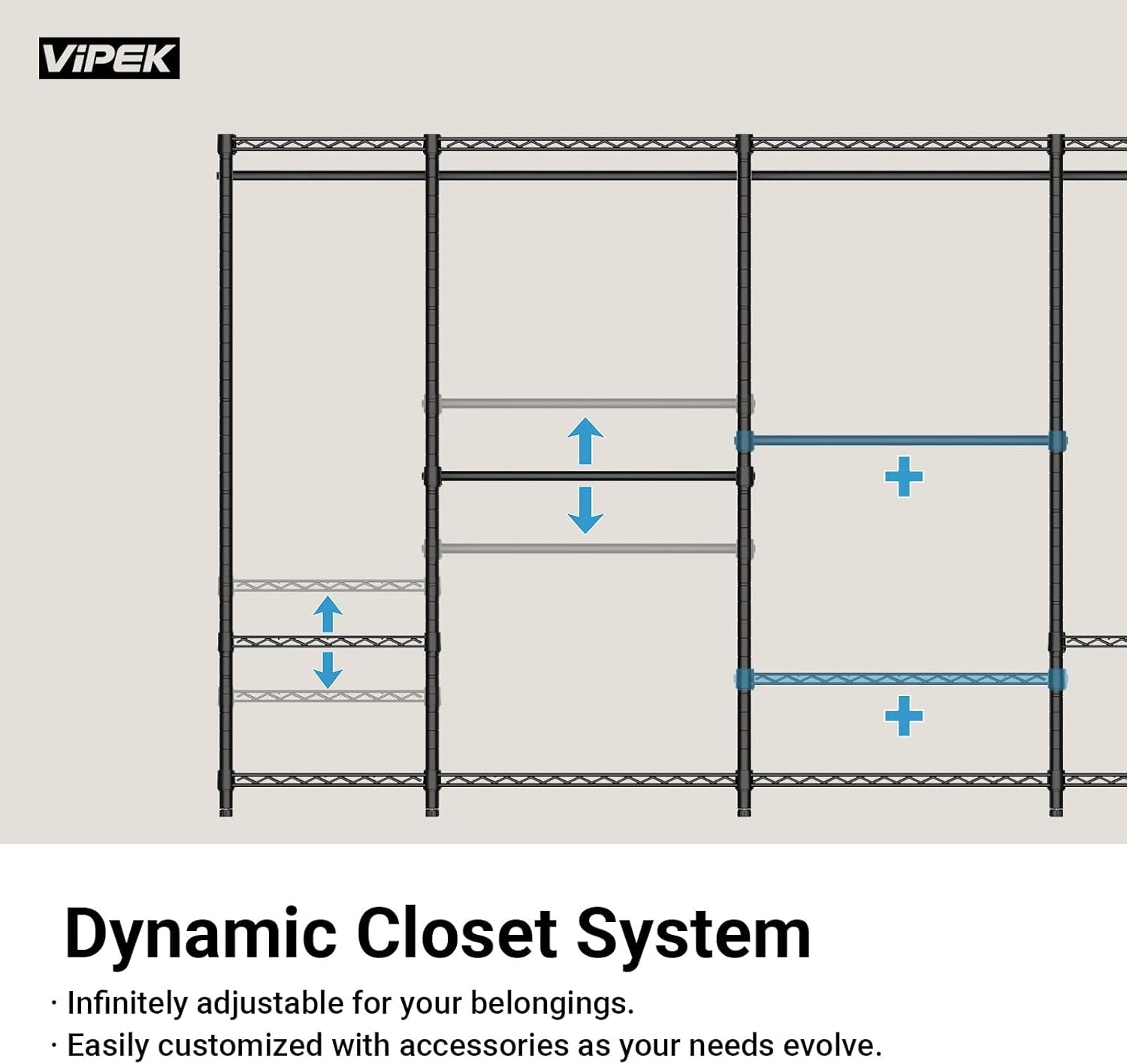 V5 Heavy Duty Clothes Rack, Freestanding Modular Closet System, White