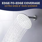 ® Solid Metal 8 Inch Rainfall Shower Head – CHROME - Shower Head Rainfall - 2.5 GPM High Flow Shower Head Optimized for Pressure – Large round Rain Shower Heads