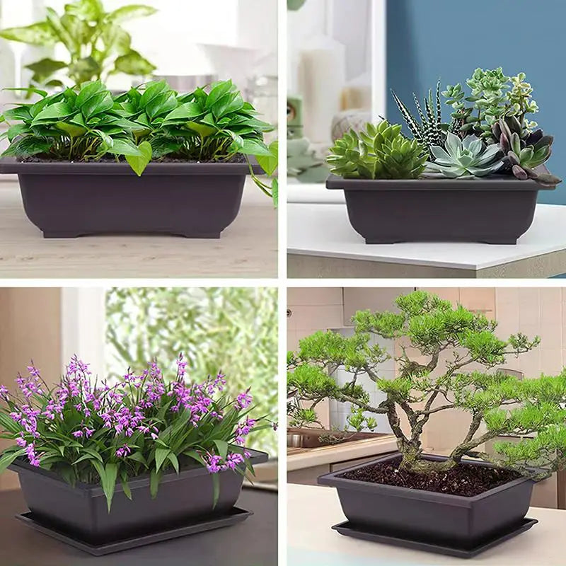 Rectangular Flowerpots Imitation Purple Clay Plants Pot Outdoor Garden Landscape Bonsai Pots for Plant Macetas Para Plantas