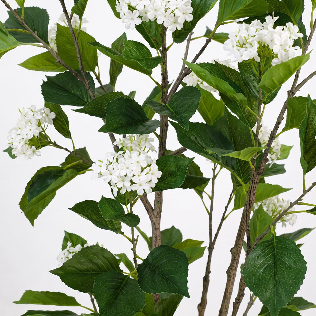 5FT Artificial Hydrangea Tree with White Flowers & Decorative Planter