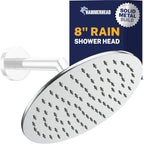 ® Solid Metal 8 Inch Rainfall Shower Head – CHROME - Shower Head Rainfall - 2.5 GPM High Flow Shower Head Optimized for Pressure – Large round Rain Shower Heads