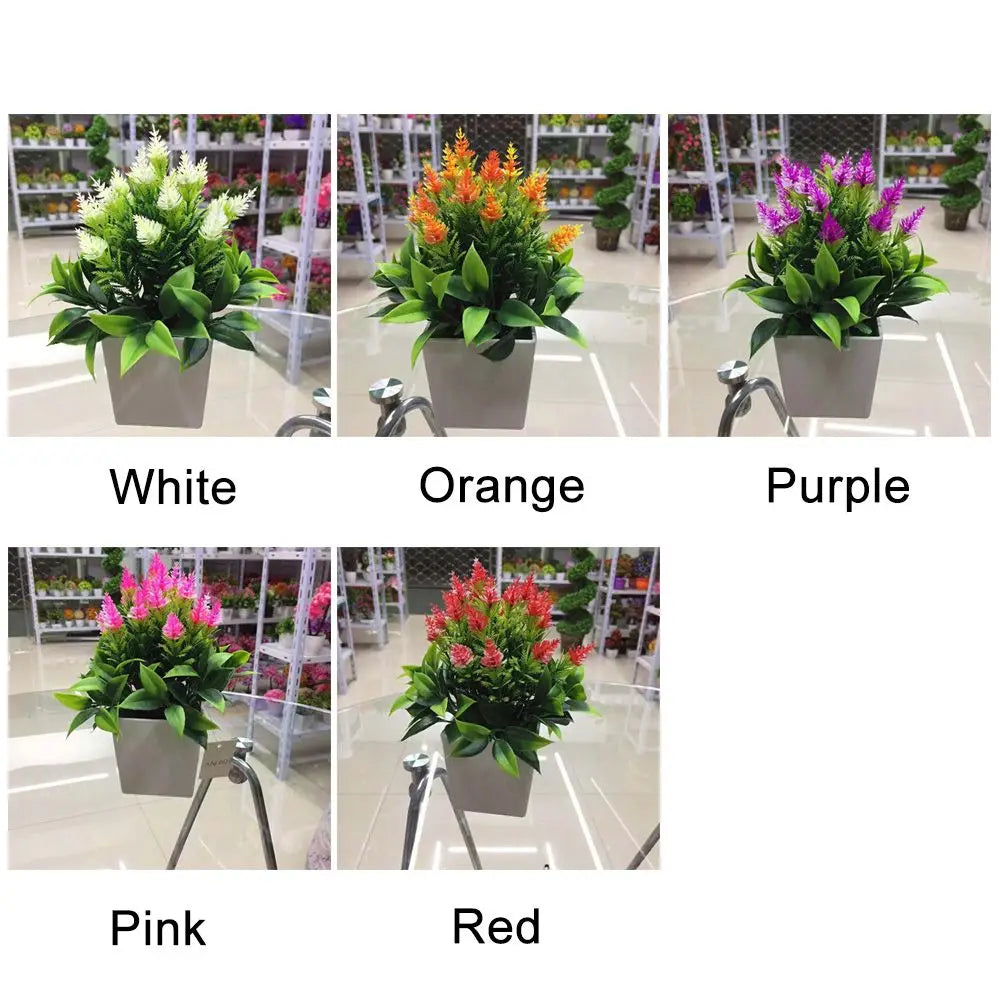New Artificial Potted Plant with Pot Bonsai Faux Silk Flower Indoor Outdoor Home Garden Office Decoration Plants Ornements