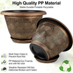 16 Inch Large Planter Pot for Plants Indoor Outdoor, 4 Pack Plastic Flower Pots with Drainage Hole & Tray, Modern Decorative Garden Pot with Saucer, Plant Container for House