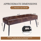 Button-Tufted Ottoman Bench, Upholstered Bedroom Benches Footrest Stool Dining Bench Leather Accent Bench for Entryway Dining Room Living Room Bedroom End of Bed, Dark Brown