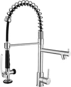 Chrome Kitchen Faucet with Sprayer,Commercial Faucet