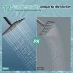 12 Inch Rain Shower Head 304 Stailess Steel Matte Black High Pressure Rainfall Showerhead Water Saving
