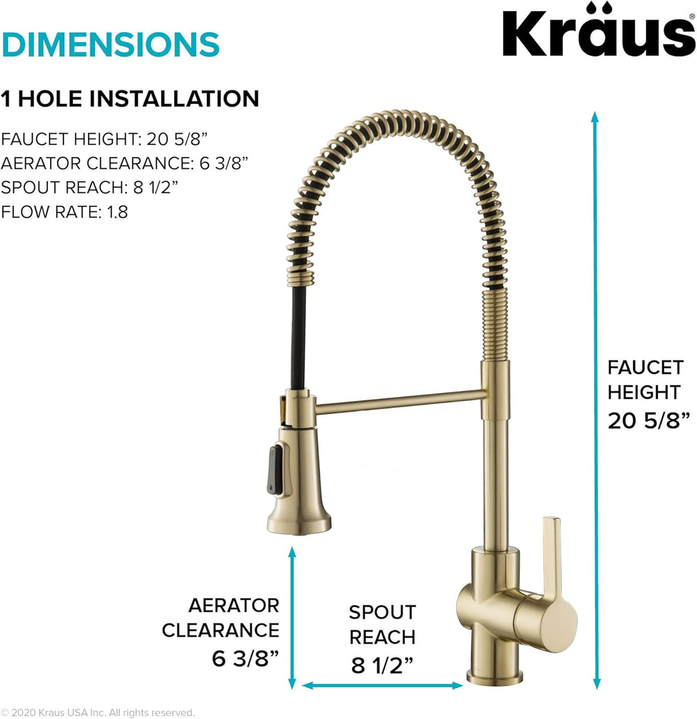 KRAUS Britt Commercial Style Kitchen Faucet in Spot Free Antique Champagne Bronze, KPF-1690SFACB