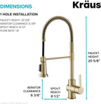 KRAUS Britt Commercial Style Kitchen Faucet in Spot Free Antique Champagne Bronze, KPF-1690SFACB