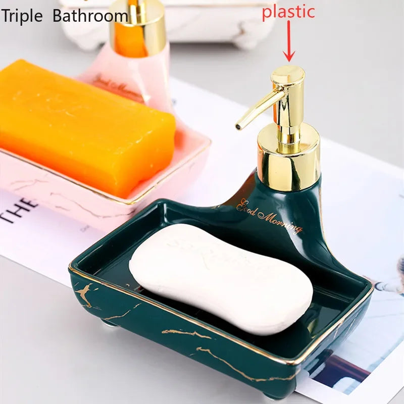Nordic Liquid Soap Dispenser Ceramic Multifunction Soap Dish Hand Sanitzer Holder Wristband Hand Dispenser Bathroom Accessories