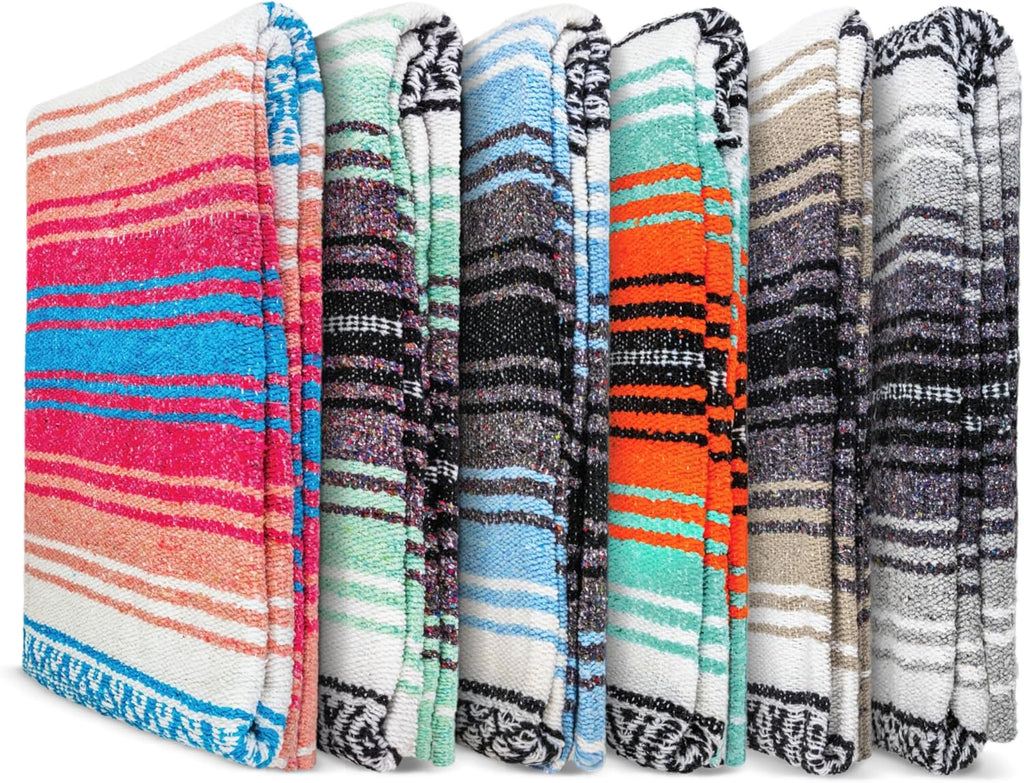 Authentic Handwoven Mexican Blanket | Yoga Blankets, Outdoor, Picnic, Beach, Camping | Equestrian Saddle | Serape 50X70 Inches - Bright Mandarin, Pack of 1
