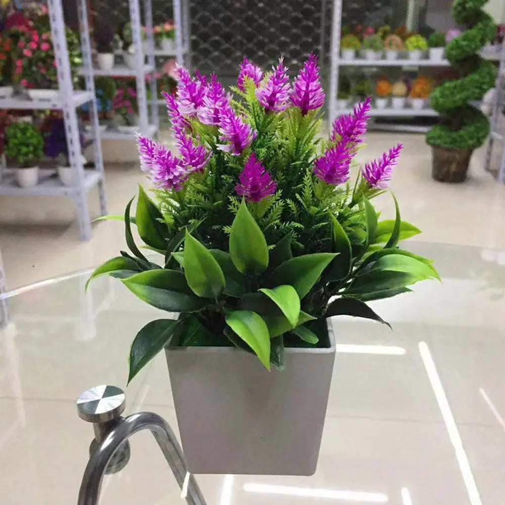 New Artificial Potted Plant with Pot Bonsai Faux Silk Flower Indoor Outdoor Home Garden Office Decoration Plants Ornements