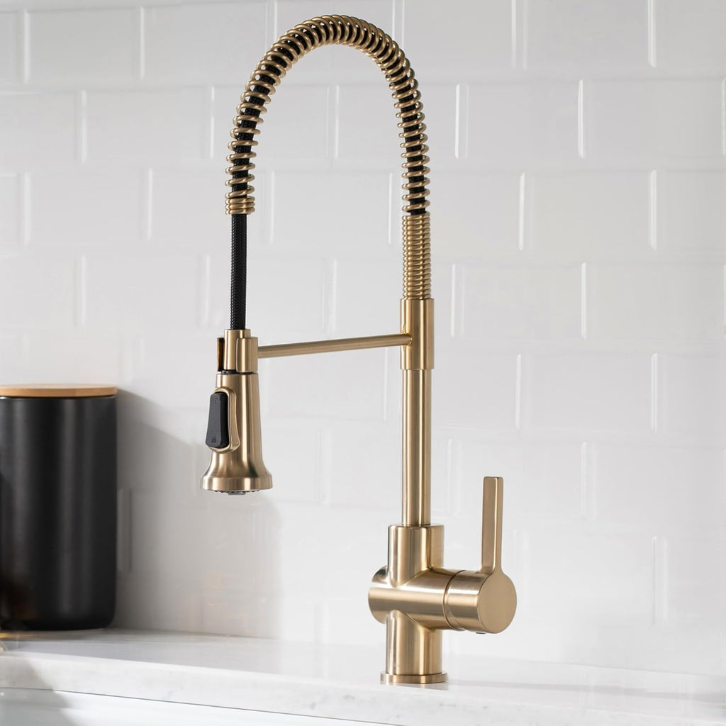 KRAUS Britt Commercial Style Kitchen Faucet in Spot Free Antique Champagne Bronze, KPF-1690SFACB