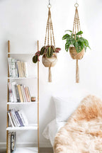 2 Pack Macrame Plant Hangers Indoor Hanging Planter Basket Decorative Flower Pot Holder Jute Rope for Indoor Outdoor Home Decor 4 Legs 40 Inch, Brown
