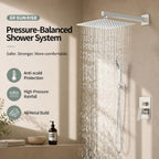 Shower Faucet Set 12-Inch Rainfall Shower Head Brushed Nickel