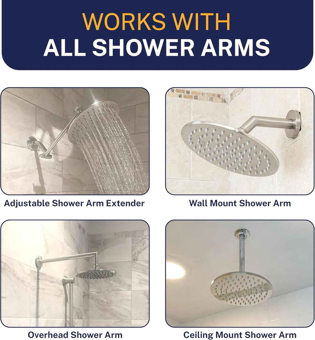® Solid Metal 8 Inch Rainfall Shower Head – CHROME - Shower Head Rainfall - 2.5 GPM High Flow Shower Head Optimized for Pressure – Large round Rain Shower Heads