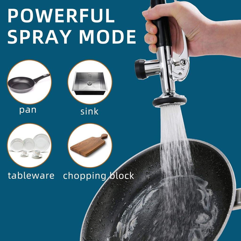Chrome Kitchen Faucet with Sprayer,Commercial Faucet