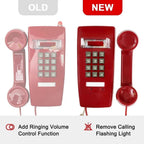 Teléfono retro de montaje en pared con timbre mecánico fuerte teléfonos vintage rojo