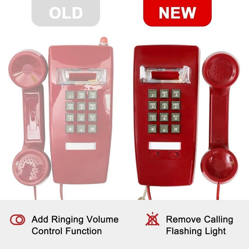 Teléfono retro de montaje en pared con timbre mecánico fuerte teléfonos vintage rojo